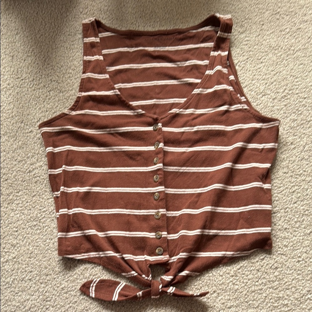 American Eagle Outfitters Brown Striped Tank Top